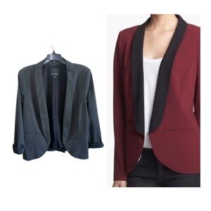 Trouve Charcoal Gray Tuxedo Shawl Collar Blazer Sz Large Open Front Officecore